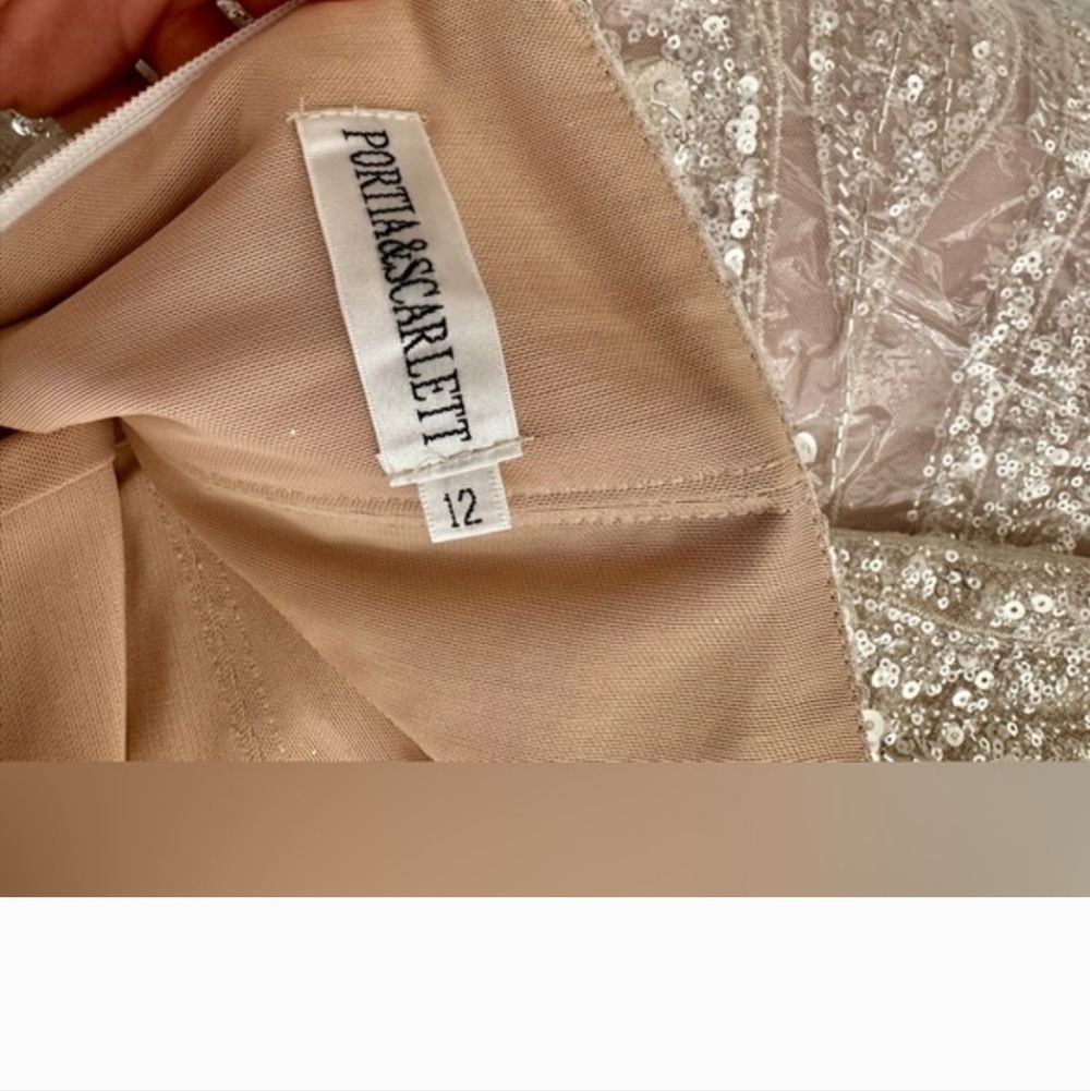 PORTIA AND SCARLETT Ivory Embellished Gown PS22017 w/Detachable Skirt - Size 12 - Picture 7 of 9